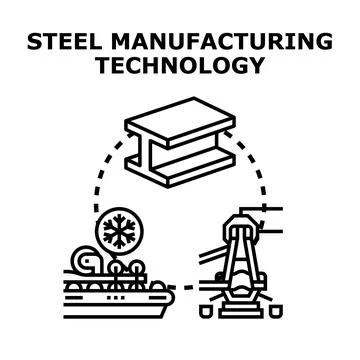 Steel manufacturing technology process producing metal profiles Stockillustratie
