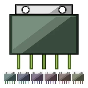 Steel microchip cartoon vector graphic Ilustración de archivo