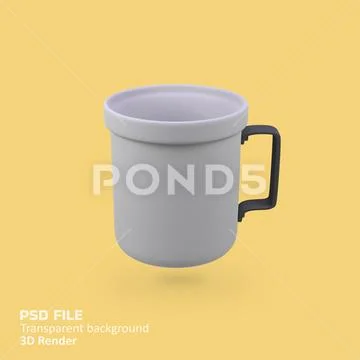 Steel Mug isolated 3d render icon illustration PSD Template