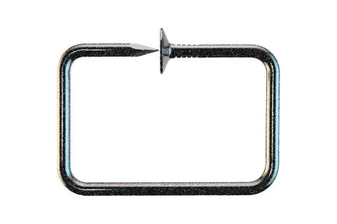 Steel nail. Rectangle frame. Isolated on white background. 스톡 일러스트