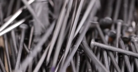 Steel nails for construction work, nails made of steel for working with wooden Stock Footage 280891638