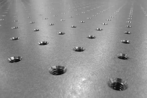 Steel optical table background Stock Photos