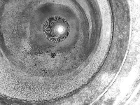 Steel pipe cross section with circular welding texture Illustrazione stock