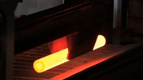 Steel pipe production process. Pipe metal manufacturing line Stock Footage