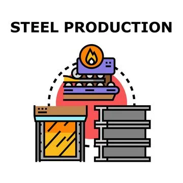Steel production process technology creating metal beams Stock Illustration