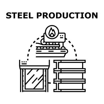 Steel production process technology creating metal beams Stockillustratie