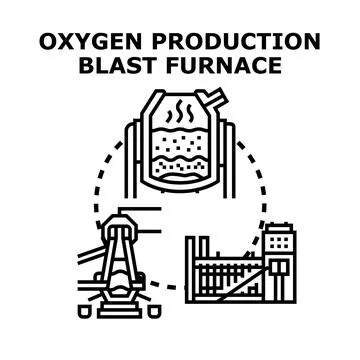 Steel production process utilizing a blast furnace concept Stock Illustration