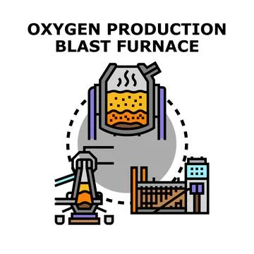 Steel production process utilizing a blast furnace concept Stock Illustration
