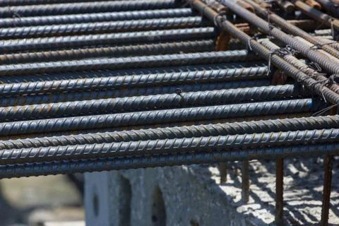 Steel rebar in a construction site in a construction site Stock Photos