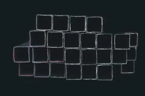 Steel rectangular bars of metal on rack Photos