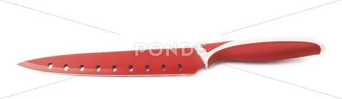 Steel red knife isolated over the white background Stock Photos
