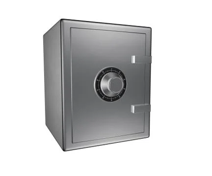 Steel safe box 3D render Stock Illustration