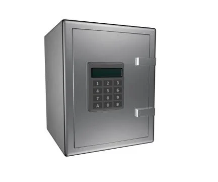 Steel safe box 3D render Stock Illustration