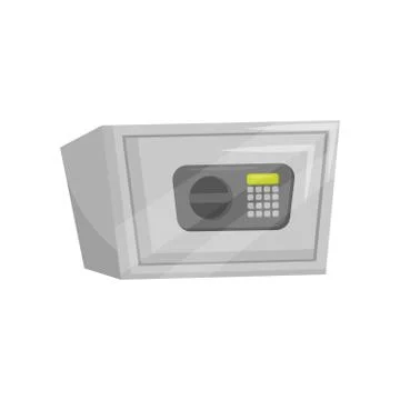 Steel safe with button keypad. Small strong cabinet with electronic code lock Illustrazione stock