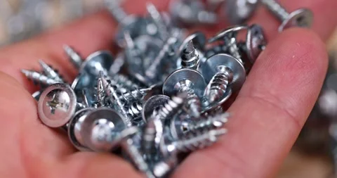 Steel self-tapping screws for fixing wooden objects, galvanized self-tapping Stock Footage 280335460