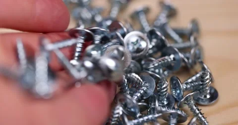 Steel self-tapping screws for fixing wooden objects, galvanized self-tapping Video stock 282228755