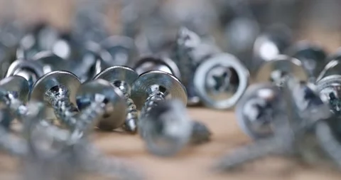 Steel self-tapping screws for fixing wooden objects, galvanized self-tapping Stock Footage 283516094
