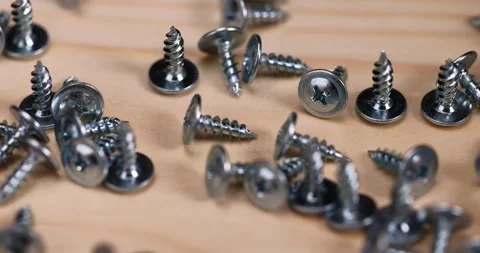 Steel self-tapping screws for fixing wooden objects, galvanized self-tapping Stock Footage 283878567