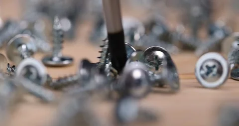 Steel self-tapping screws for fixing wooden objects, galvanized self-tapping Video stock 284293292