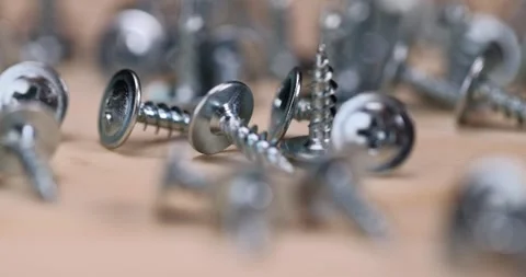 Steel self-tapping screws for fixing wooden objects, galvanized self-tapping Video stock 284497116