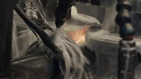 Steel sheet double layer roll forming machine with water cooling system in metal Stock Footage 121192675