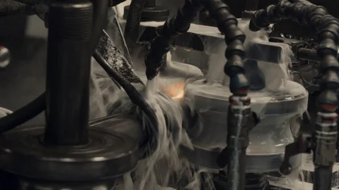 Steel sheet double layer roll forming machine with water cooling system in metal Video stock 121192796