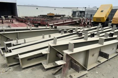 Steel Structural fabrication workshop. Muscat, Oman. Stock Photos