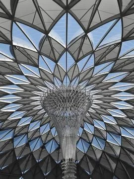 Steel structure ceiling during the day Stock Photos