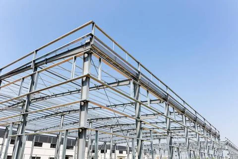 Steel structure workshop under construction steel structure factory buildi... Foto stock