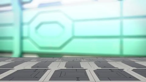 Steel table on a spaceship, sci-fi Background - can used for display or monta Stock Illustration