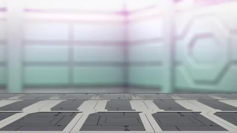 Steel table on a spaceship, sci-fi Background - can used for display or monta Иллюстрация