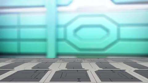 Steel table on a spaceship, sci-fi Background - can used for display or monta Stock Illustration