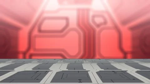 Steel table on a spaceship, sci-fi Background - can used for display or monta 库存插图