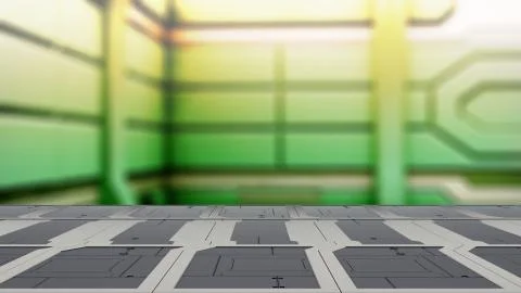 Steel table on a spaceship, sci-fi Background - can used for display or monta Illustration