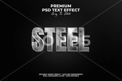 Steel Text Effect PSD Template