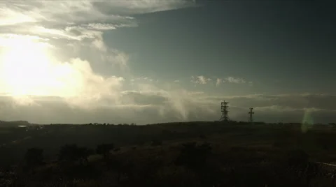 Steel tower and cloud stream wide at Takabocchikogen, x2 speed, no color grade Video stock 68446358