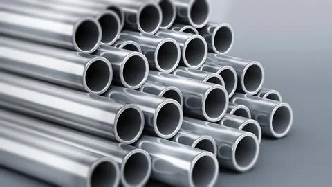 Steel tubes stack. 3D illustration Stock Illustration