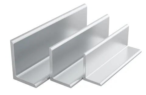 Steel Unequal Angle Bars, rolled metal. 3D rendering Stock Illustration