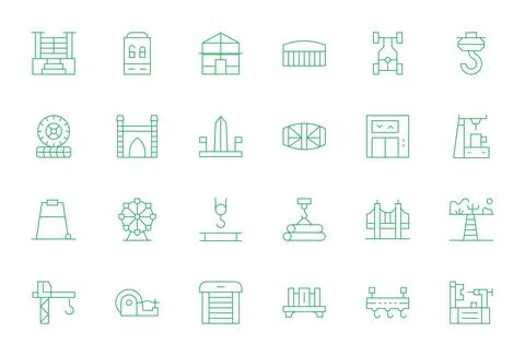 Steel Visual Pack containing 24 Thin Line Pixel Aligned Vector Icons Stock Illustration
