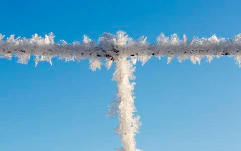 Steel Wire Covered in Frost Stock Photos