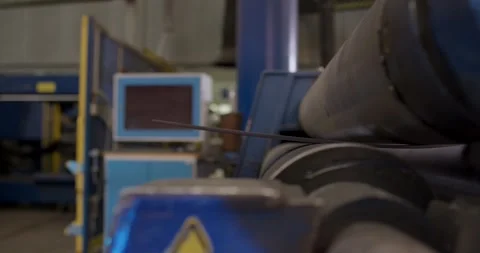Steel Wire Rope Machine Beside Control Monitor, Factory Hall, Wide Shot Stock Footage 340356170