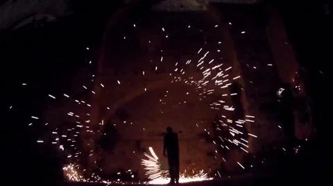 Steel wool tecnique Stock Footage 68072060