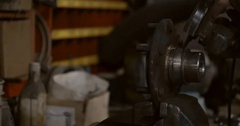 Steel worker with angle grinder making hot glowing sparks Stock Footage 120619588