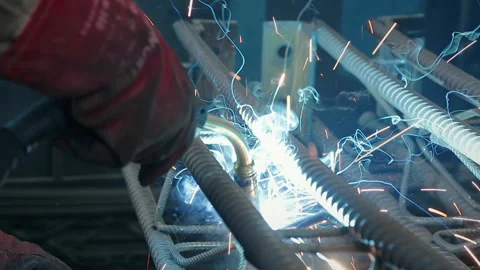 Steel Worker Welding Metal Construction Stock Footage 202034776