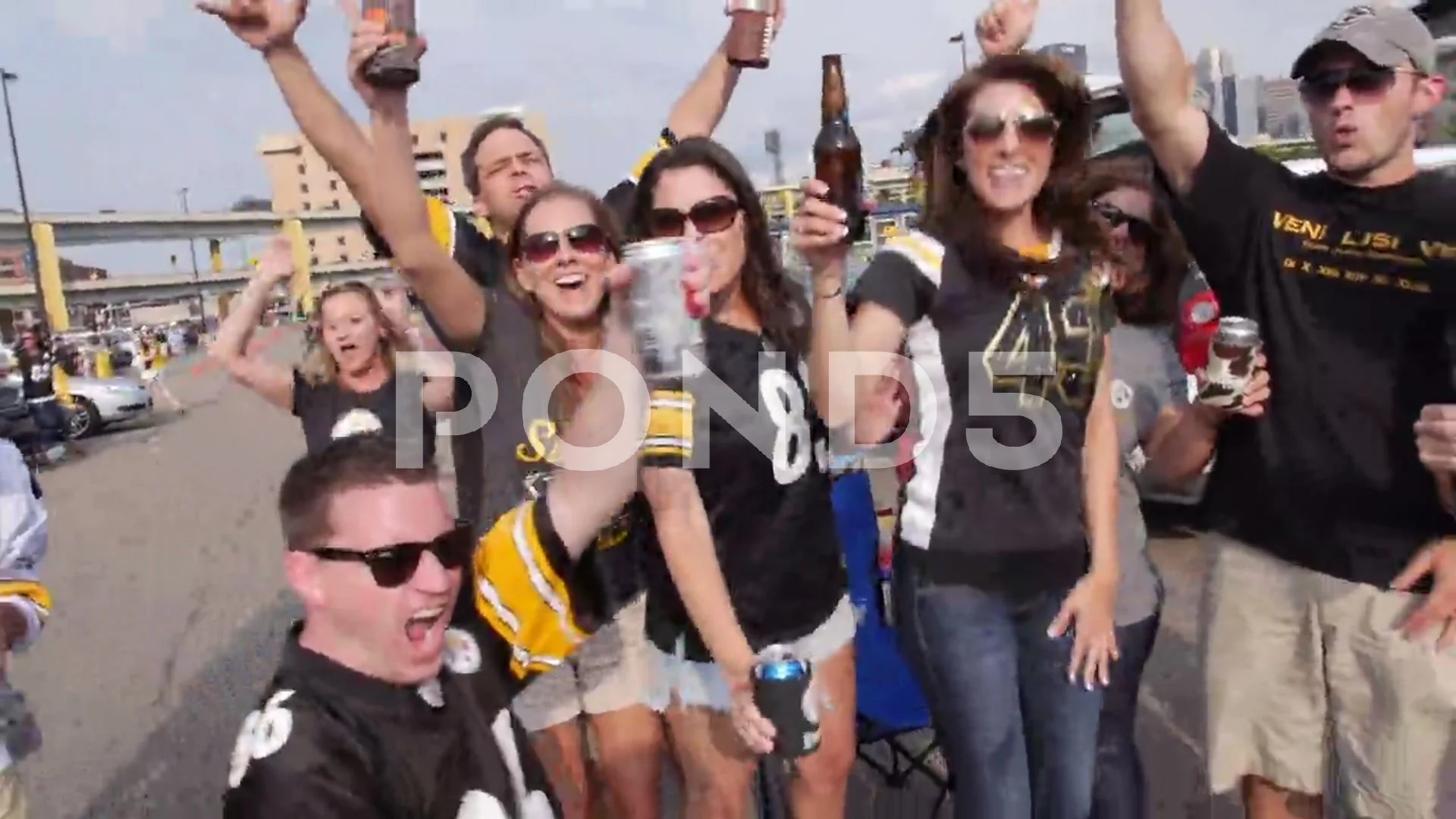 Steelers Fans Tailgate Outside of Heinz , Stock Video