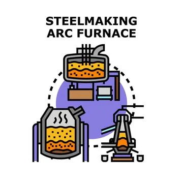 Steelmaking arc furnace process vector concept Ilustración de archivo