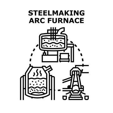 Steelmaking arc furnace process vector concept Ilustración de archivo