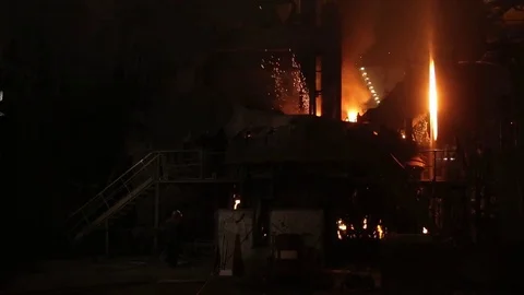 Steelmaking process Stock Footage 72760008