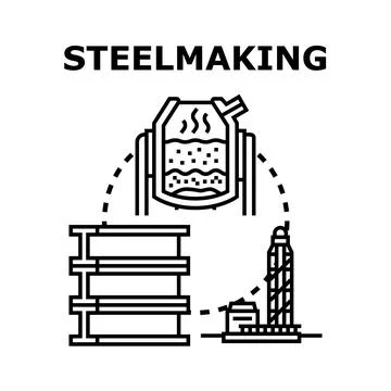 Steelmaking process producing metal industry materials 스톡 일러스트