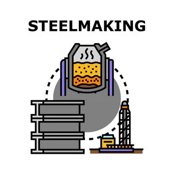 Steelmaking process producing metal industry materials Stock Illustration
